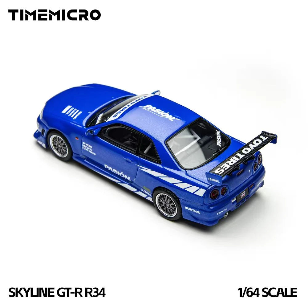 Time Micro 1/64 Nissan Skyline GT-R R34 ( C-West R34) With Acrylic Case