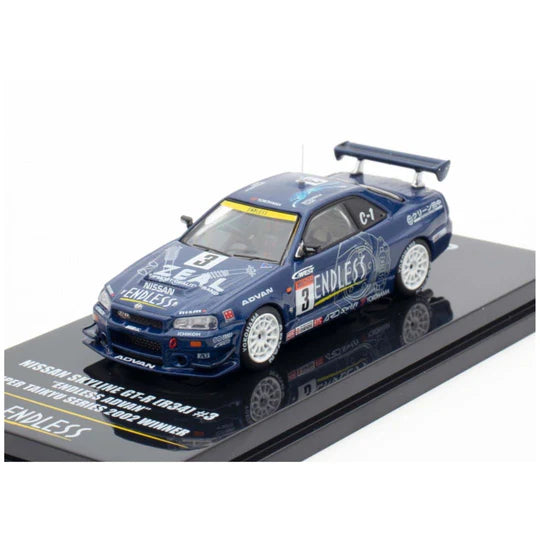 INNO 64 1/64 Nissan Skyline GT-R (R34) #3 "Endless Advan" Super Taikyu Series 2002 Winner With Acrylic Case