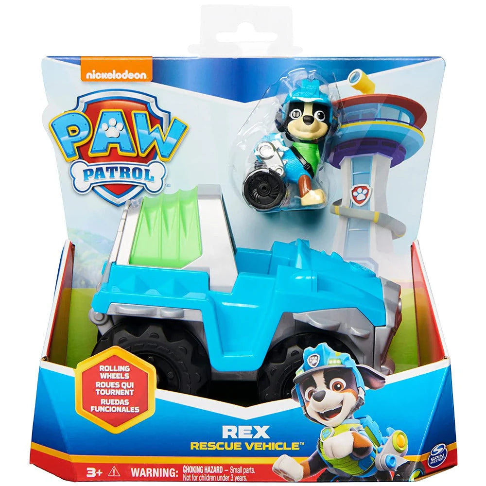 Paw Patrol Rex Rescue Basic Vehicle with Collectible Figure