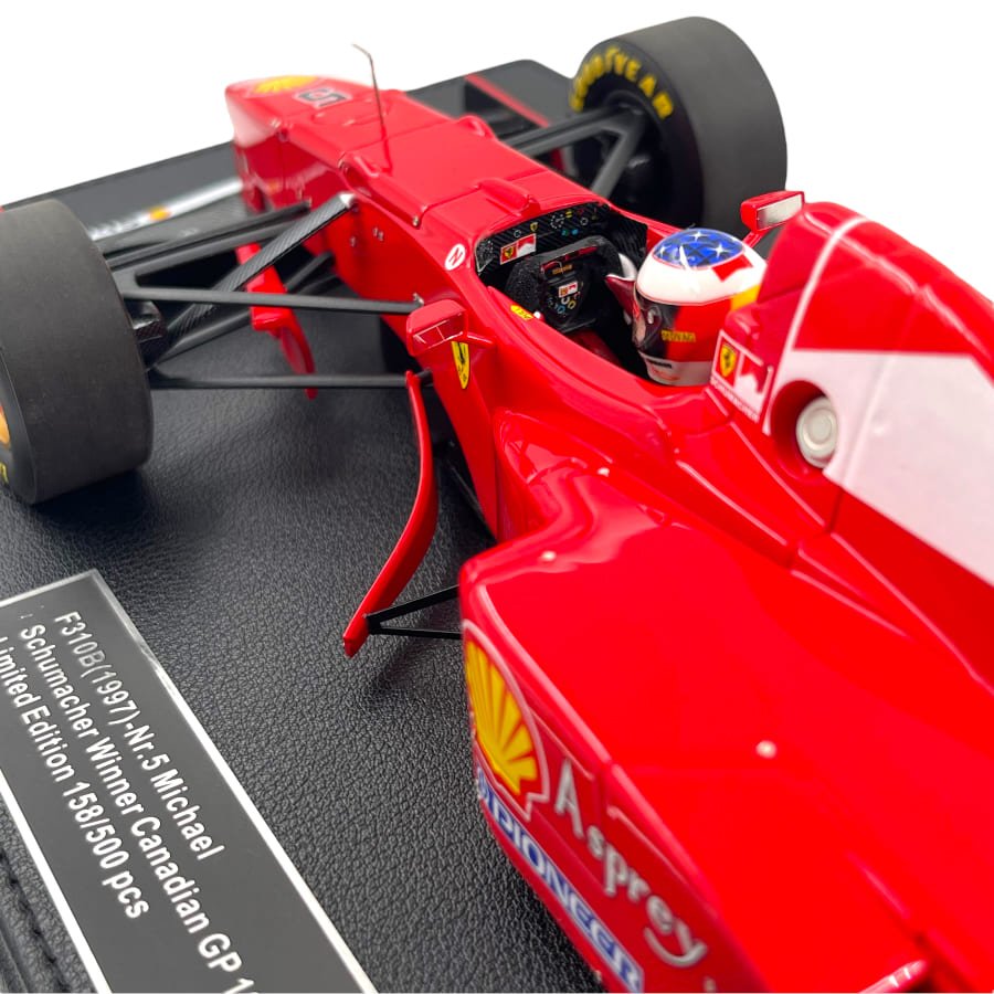 GP Replicas 1/18 Resin Ferrari F310B (1997) No.5 Michael Shumacher Winner Canadian GP 1997 Limited Edition 173/500 With Acrylic Case, Polishing Cloth & Decal Stickers