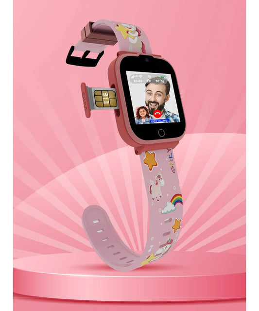Spiky 4G Cyclops 4G Voice & Video Calling Kids Smartwatch -- Pink Unicorn