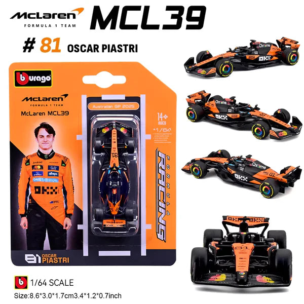 Bburago 1/64 Formula Racing F1 -- McLaren MCL39 #81 Oscar Piastri
