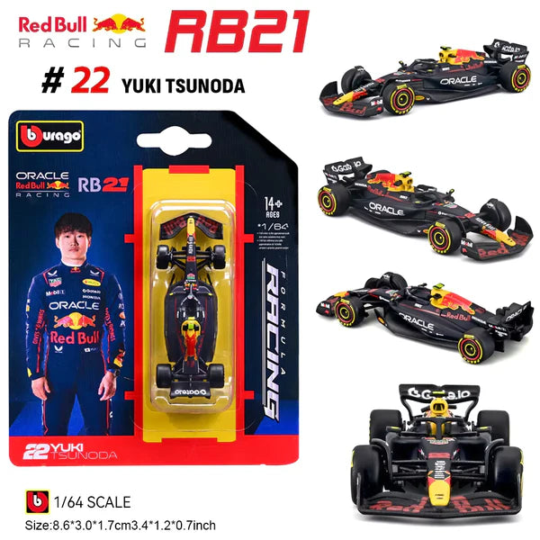 Bburago 1/64 Formula Racing F1 -- Oracle Red Bull Racing RB21 #22 Yuki Tsunoda