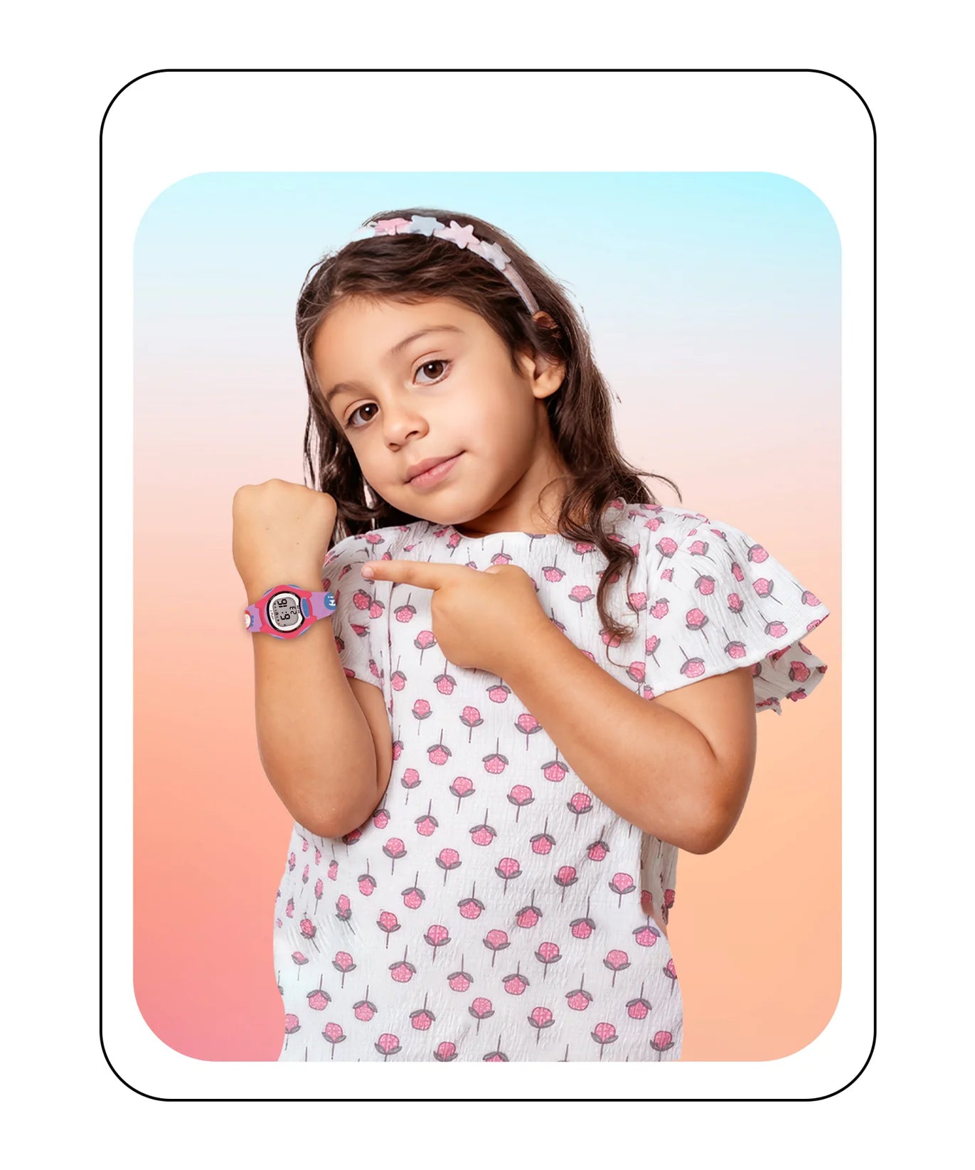 Spiky Printed Strap Round Sports Digital Watch -- EVA18_Purple