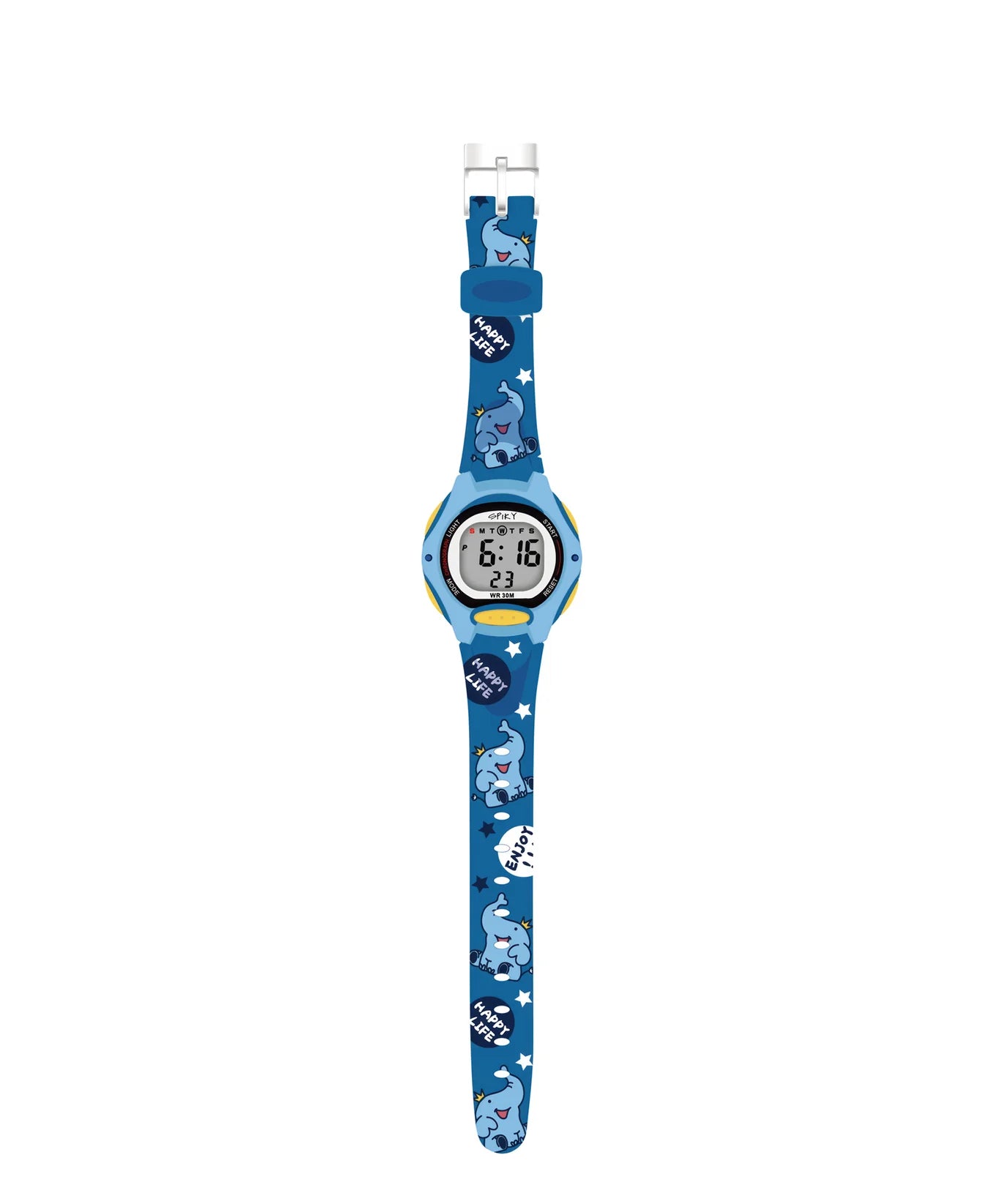 Spiky Printed Strap Round Sports Digital Watch -- EVA18_Blue