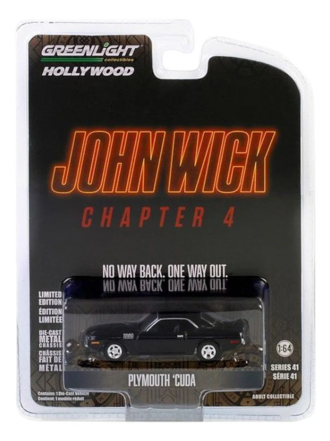 Greenlight Hollywood 1/64 Plymouth 'Cuda "John Wick Chapter 4" Limited Edition Blister Pack