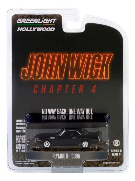 Greenlight Hollywood 1/64 Plymouth 'Cuda "John Wick Chapter 4" Limited Edition Blister Pack