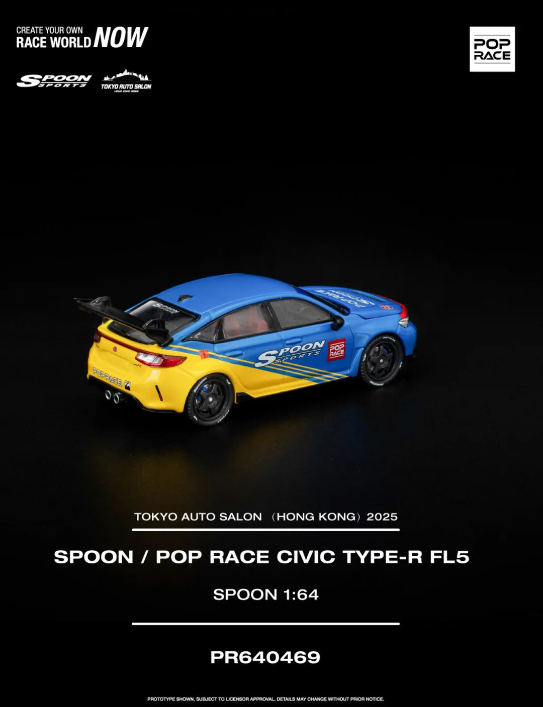 Pop Race 1/64 Spoon Sports Honda Civic Type-R Tokyo Auto Salon Hong Kong 2025