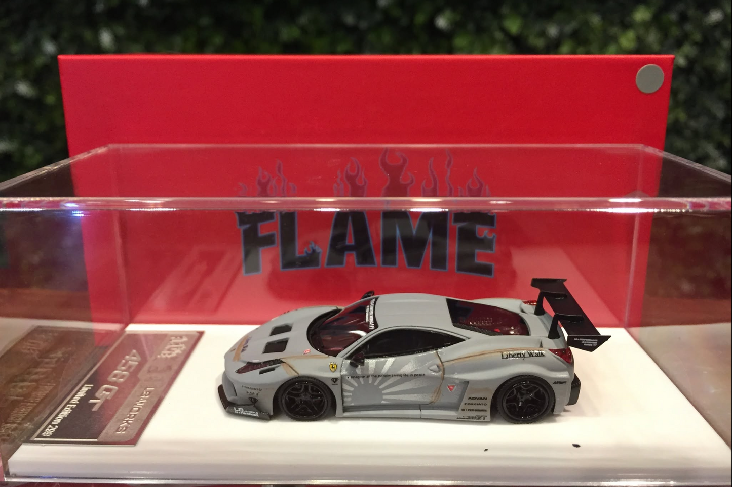 Flame Model 1/64 Resin LB-Works Ferrari 458 GT Limited Edition 1 Of 299 With Acrylic Case & Polishing Cloth