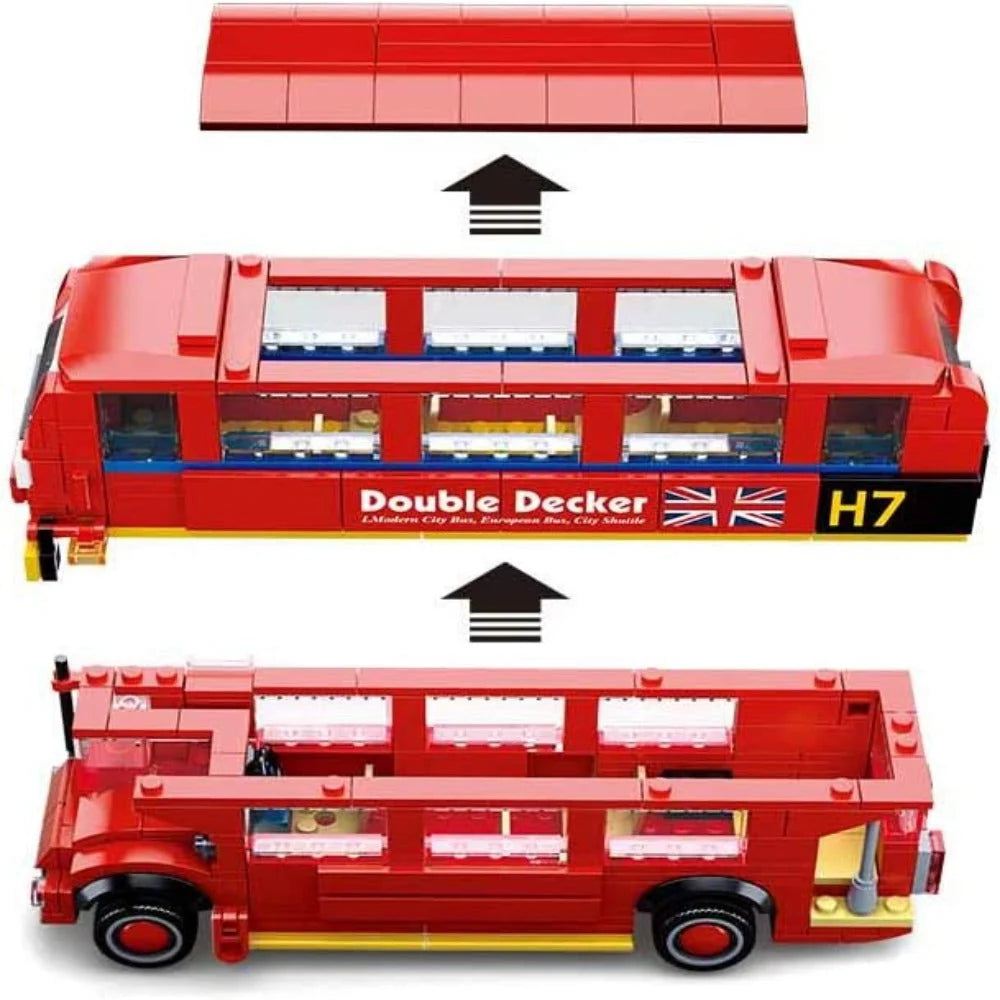 Sluban M38-B0708 Model Bricks Red London Double Decker Bus - 394 Pieces