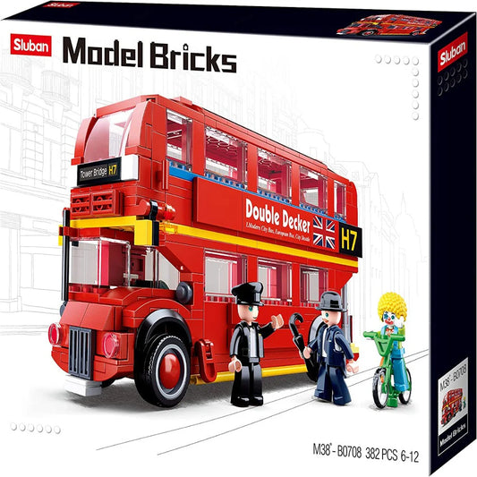 Sluban M38-B0708 Model Bricks Red London Double Decker Bus - 394 Pieces