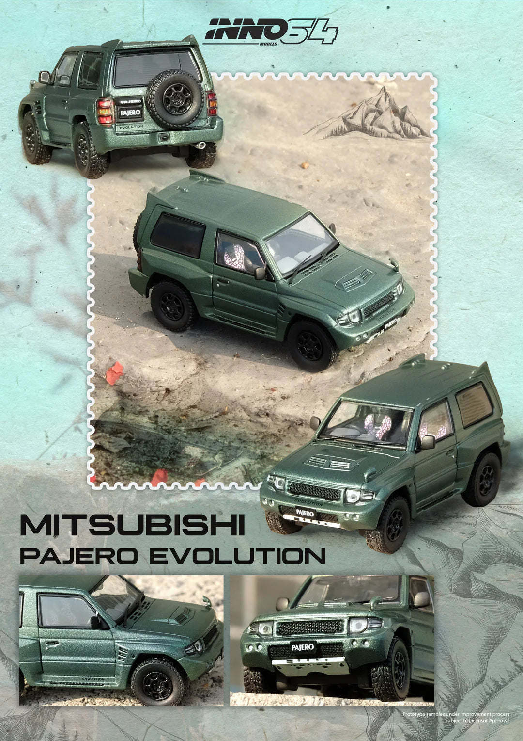 INNO 64 1/64 Mitsubishi Pajero Evolution With Acrylic Case