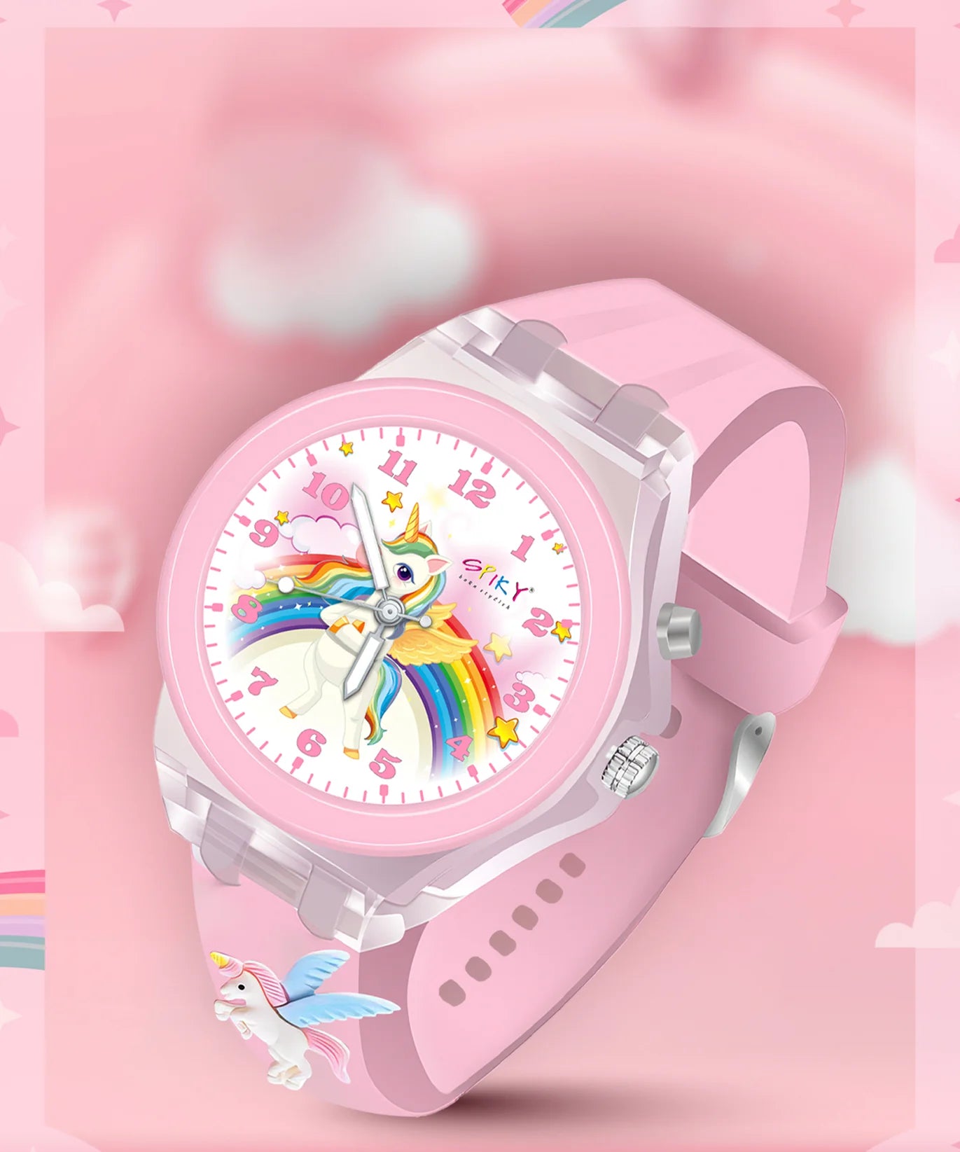 Spiky 3D Cartoon Analog Light Watch -- Unicorn