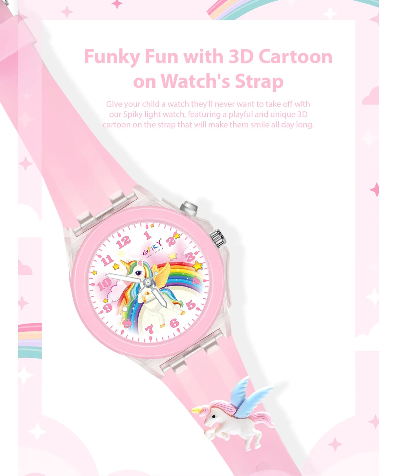 Spiky 3D Cartoon Analog Light Watch -- Unicorn