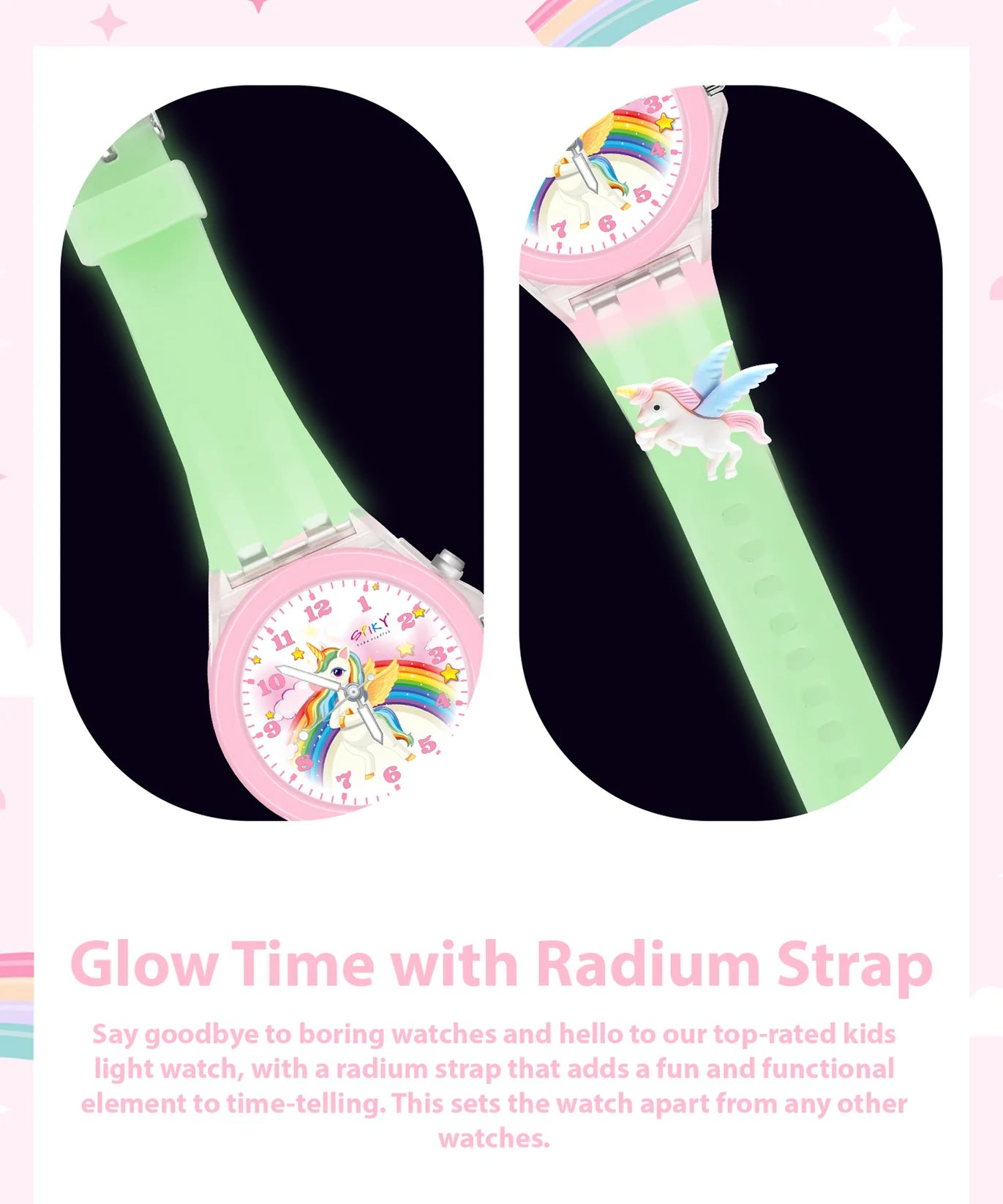 Spiky 3D Cartoon Analog Light Watch -- Unicorn