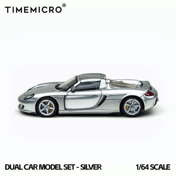 Time Micro 1/64 Porsche 918 Spyder & Porsche Carrera GT Dual Car Model Set With Acrylic Case