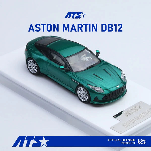 ATS 1/64 Aston Martin DB12 Metallic Green With Acrylic Case & Polishing Cloth