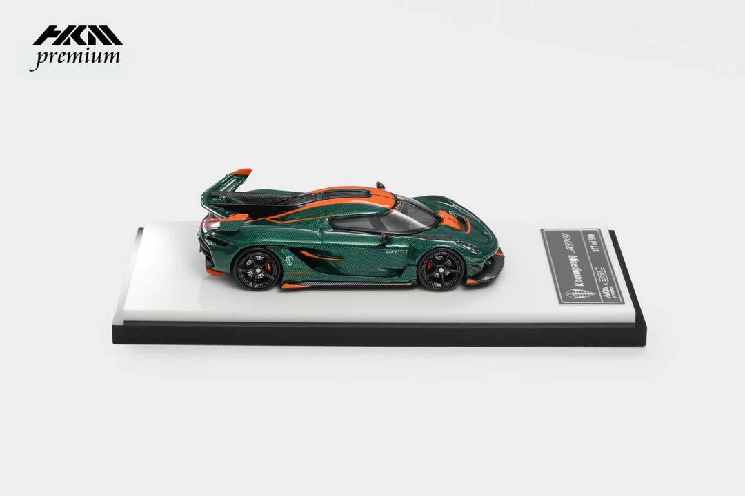 HKM Premium 1/64 Koenigsegg Jesko Attack Carbon Green Limited To 999 Pcs With Acrylic Case