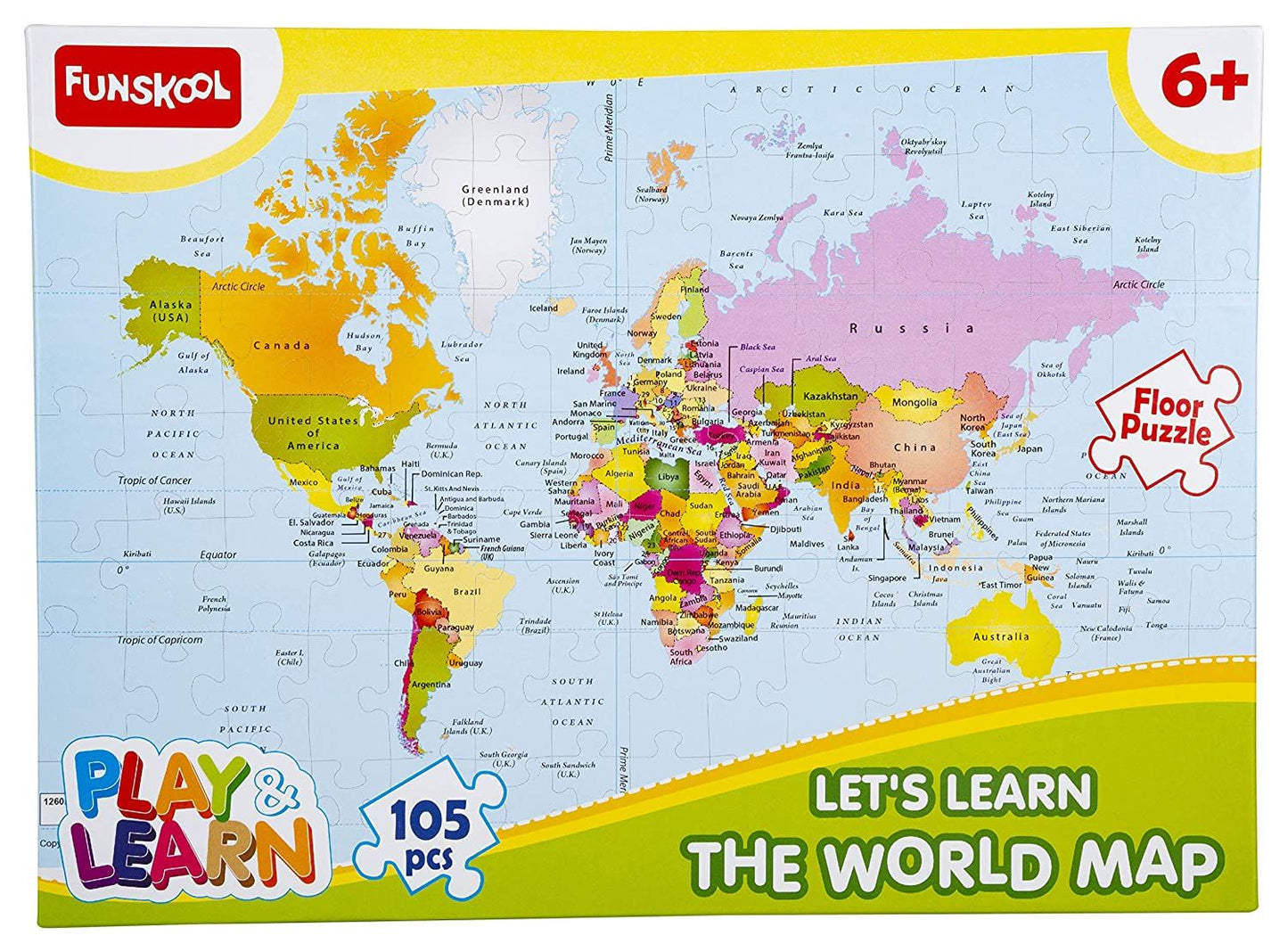 Funskool Play & Learn-World Map Puzzle For 6 Year Old Kids And Above