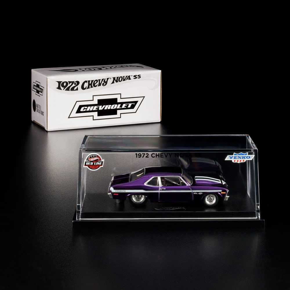 Hot Wheels 1972 Chevy Nova SS Red Line Club Exclusive With Acrylic Case