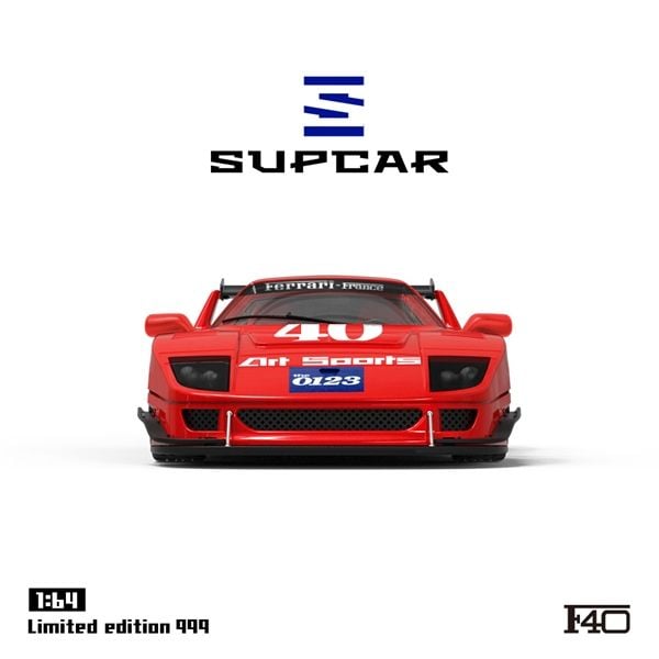 Supcar 1/64 Ferrari F40 Art Sport Racing Red #40 Limited Edition 539/999 With Acrylic Case And Polishing Cloth