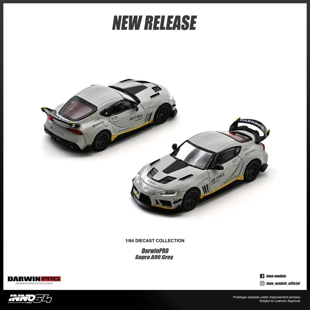 INNO 64 1/64 DarwinPRO Toyota A90 Supra WBK Matt Grey With Acrylic Case