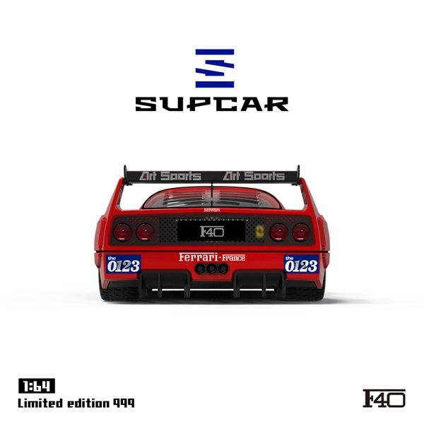 Supcar 1/64 Ferrari F40 Art Sport Racing Red #40 Limited Edition 539/999 With Acrylic Case And Polishing Cloth