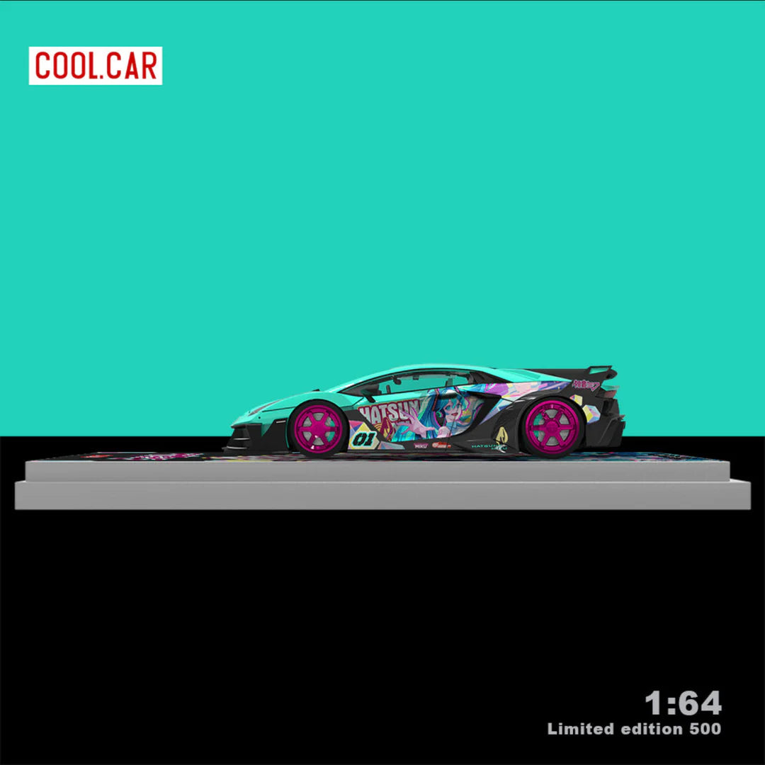 Cool Car 1/64 Lamborghini GT Evo 'Hatsun Miku' Limited Edition 446/500 With Mini Figure & Acrylic Case