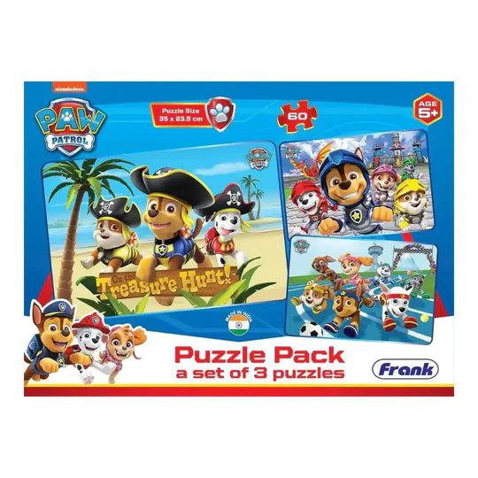 Frank Paw Patrol Puzzle Pack A Set Of 3 Puzzles 60 Pieces