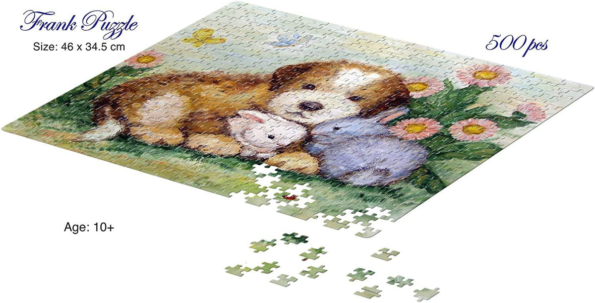 Jigsaw Rabbit Puzzle Draw Frank Puppy and Rabbits 500 Pieces Jigsaw Puzzle for 10 Years and Abov ...