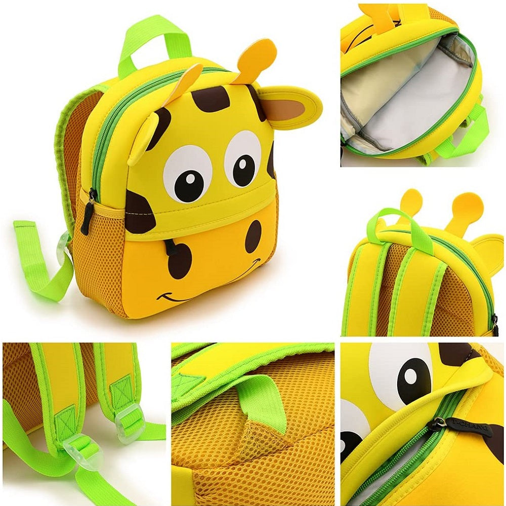 Flippi Yellow Giraffe Neoprene Backpack for Toddler & Kids (1-3 Years) Multi Use Bags