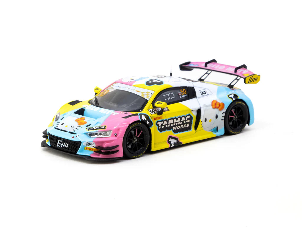 Tarmac Works 1/43 Audi R8 LM GT3 Evo II Macau GT Cup "Hello Kitty 50th Anniversary Edition" With Acrylic Case