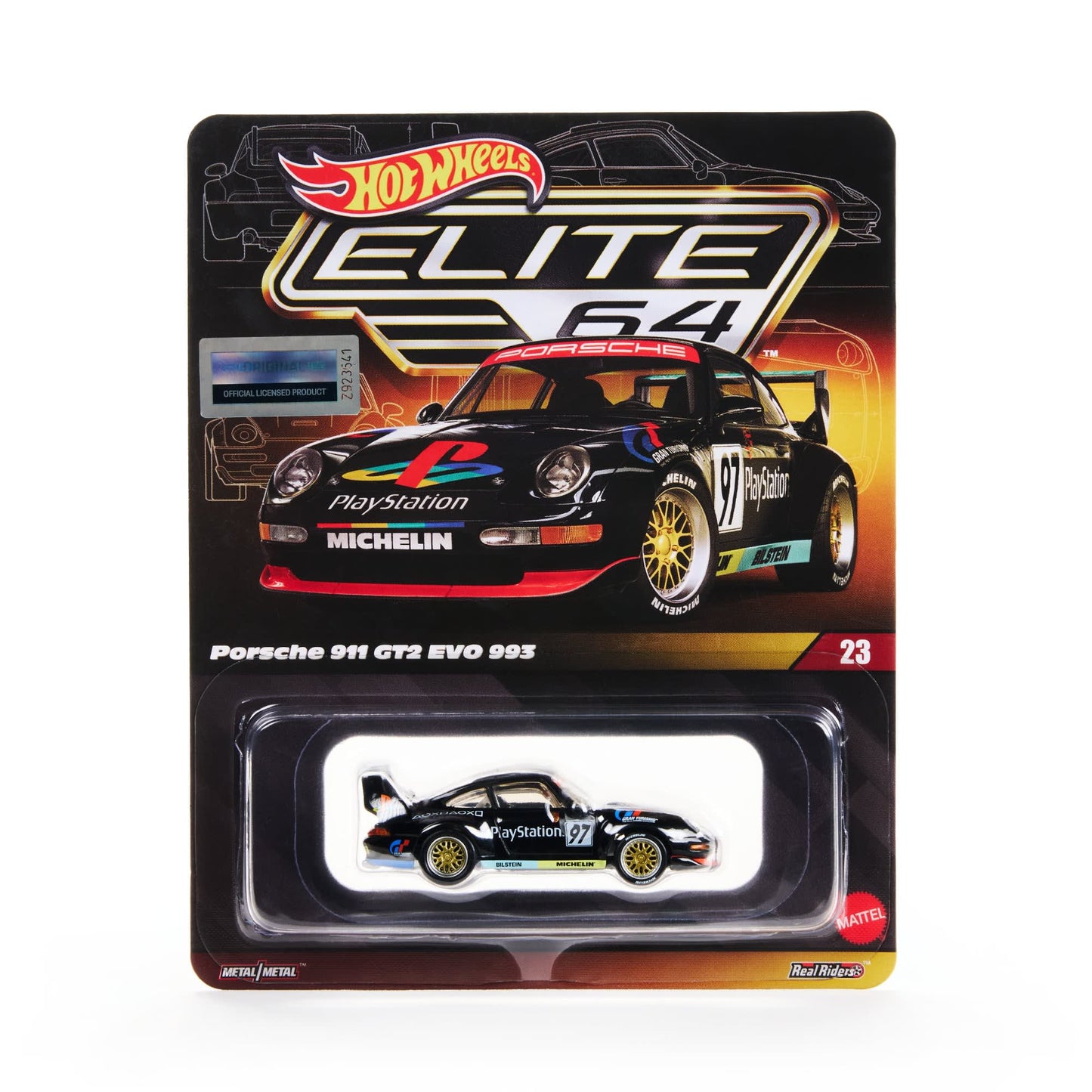 Hot Wheels Elite 64 Porsche 911 GT2 EVO 993 With Card Protector