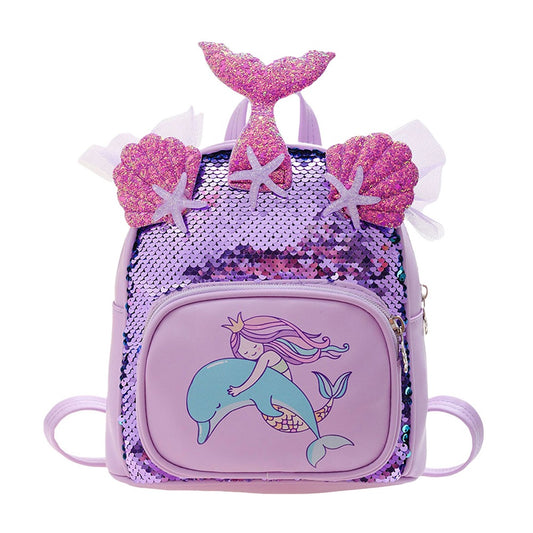 Flippi Kids Backpack Mermaid Sequin Double-Layer Bags