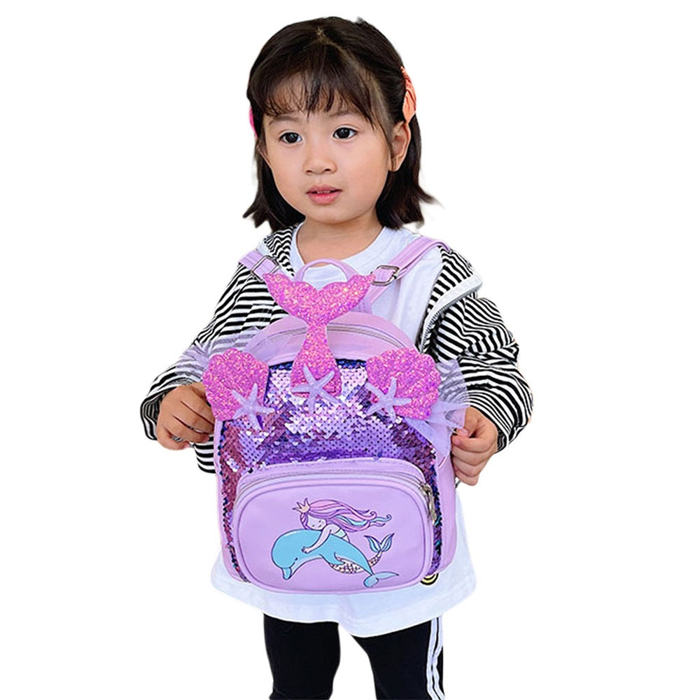 Flippi Kids Backpack Mermaid Sequin Double-Layer Bags