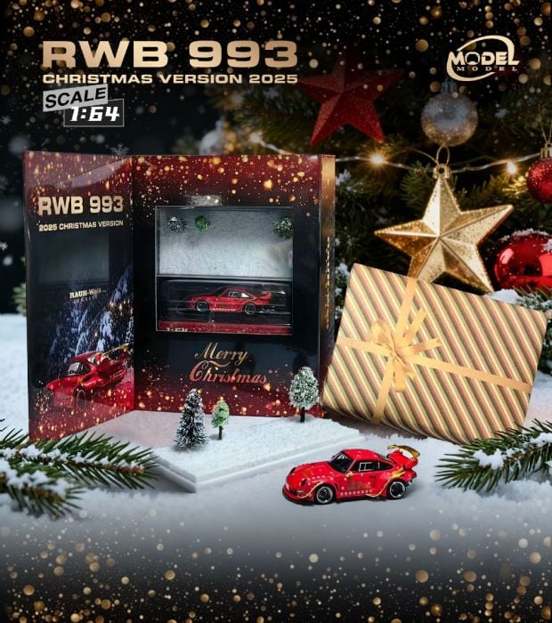 Model Model 1/64 Porsche RWB 993 2025 Christmas Version With Acrylic Case