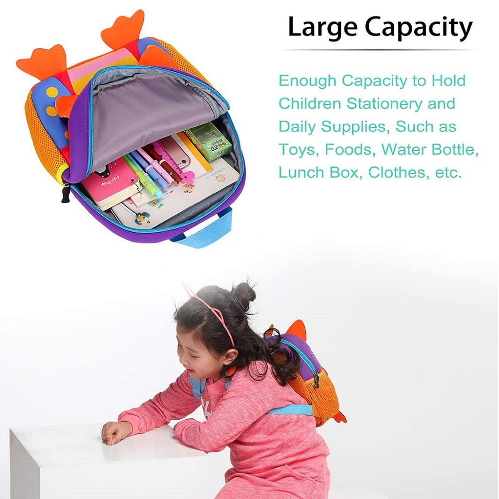 Flippi Red Owl Neoprene Backpack for Toddler & Kids (1-3 Years) Multi-use Bag