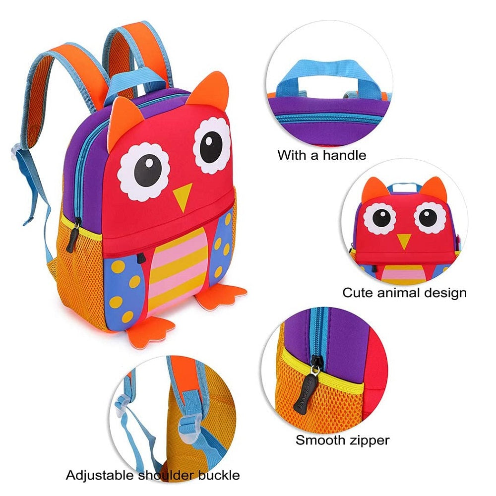 Flippi Red Owl Neoprene Backpack for Toddler & Kids (1-3 Years) Multi-use Bag