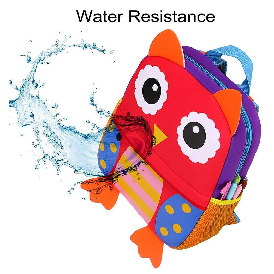 Flippi Red Owl Neoprene Backpack for Toddler & Kids (1-3 Years) Multi-use Bag