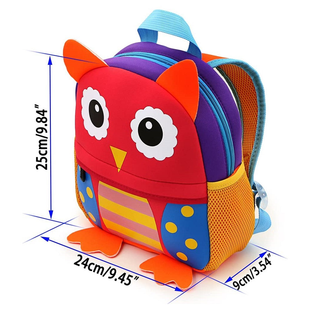 Flippi Red Owl Neoprene Backpack for Toddler & Kids (1-3 Years) Multi-use Bag