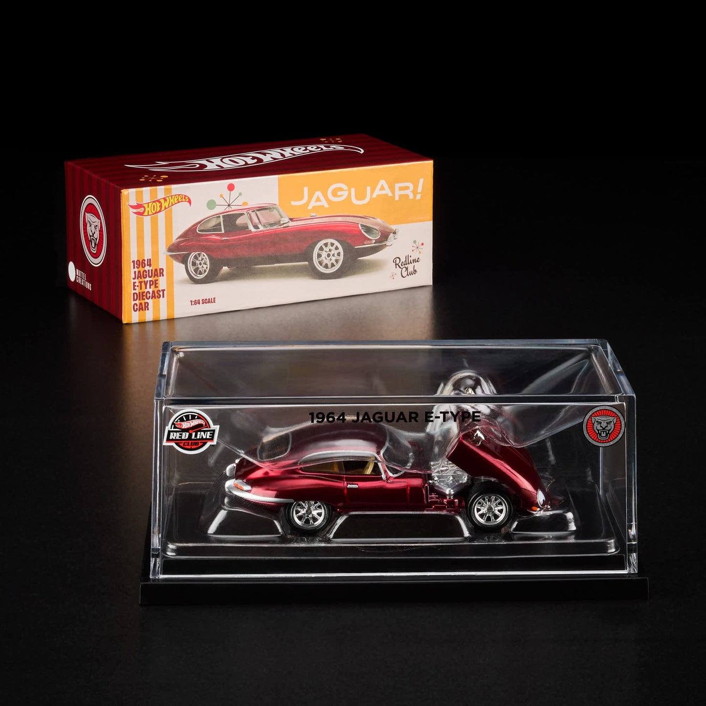 Hot Wheels 1964 Jaguar E-Type Red Line Club Exclusive With Acrylic Case