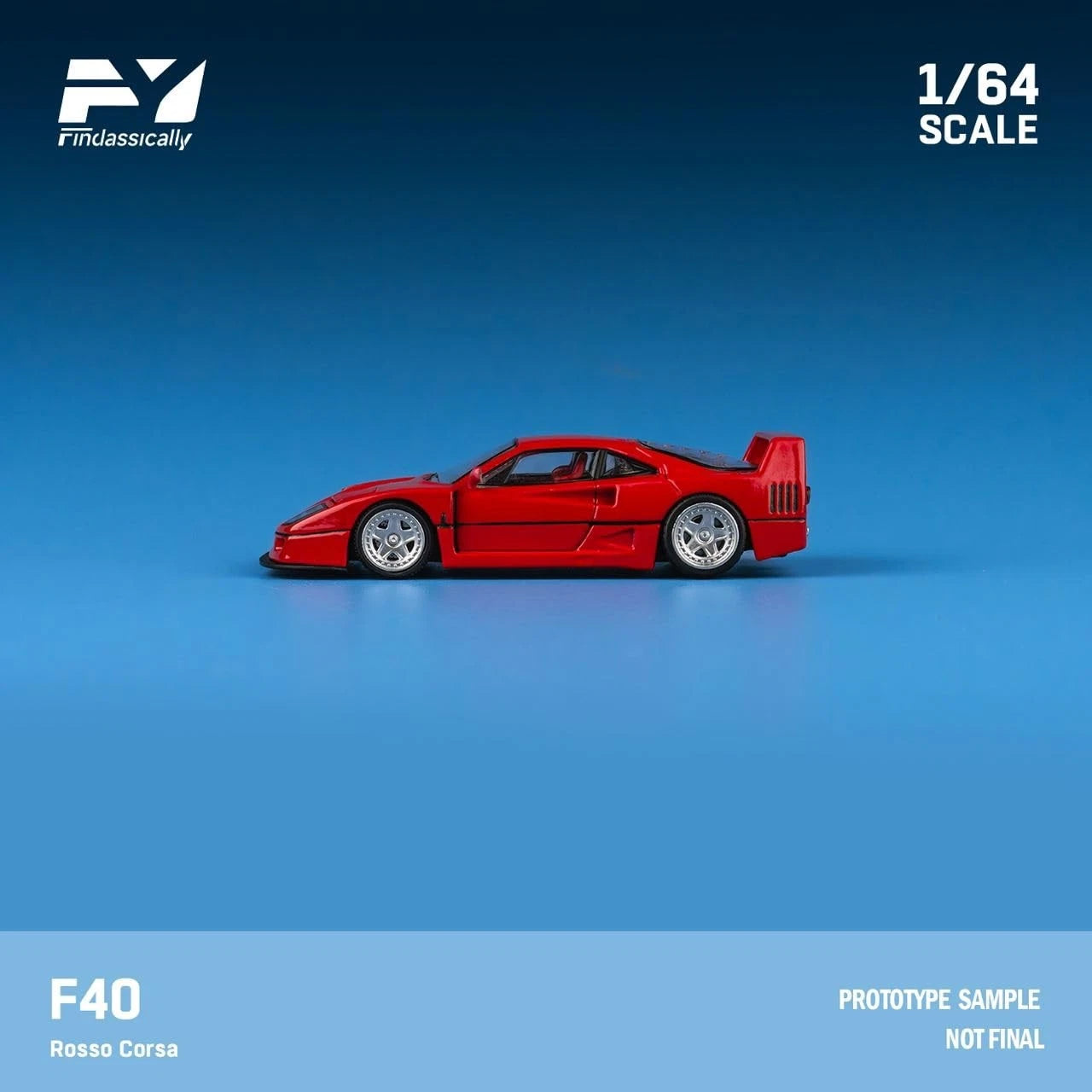 Finclasically 1/64 Ferrari F40 Rosso Corsa Limited Edition 125/500 With Acrylic Case
