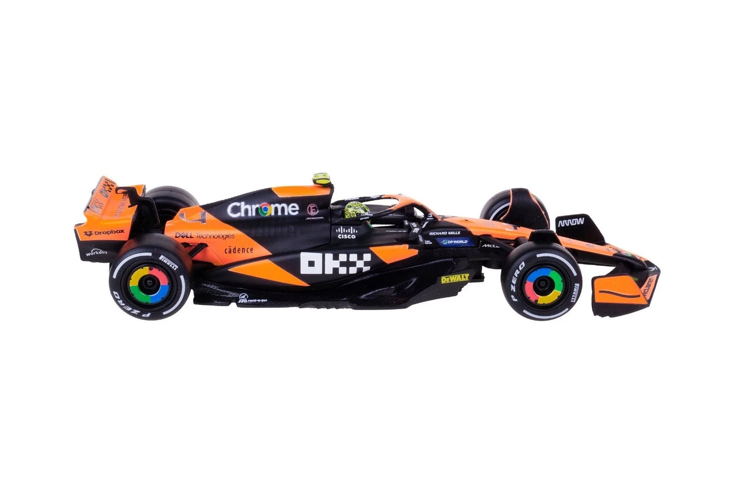 Bburago 1/43 McLaren MCL38 - Miami Grand Prix 2024 #4 Lando Norris With Acrylic Case