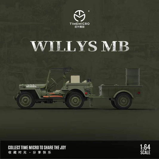 Time Micro 1/64 Willy's Jeep MB With Trailer & Acrylic Box Limited Edition 472/999