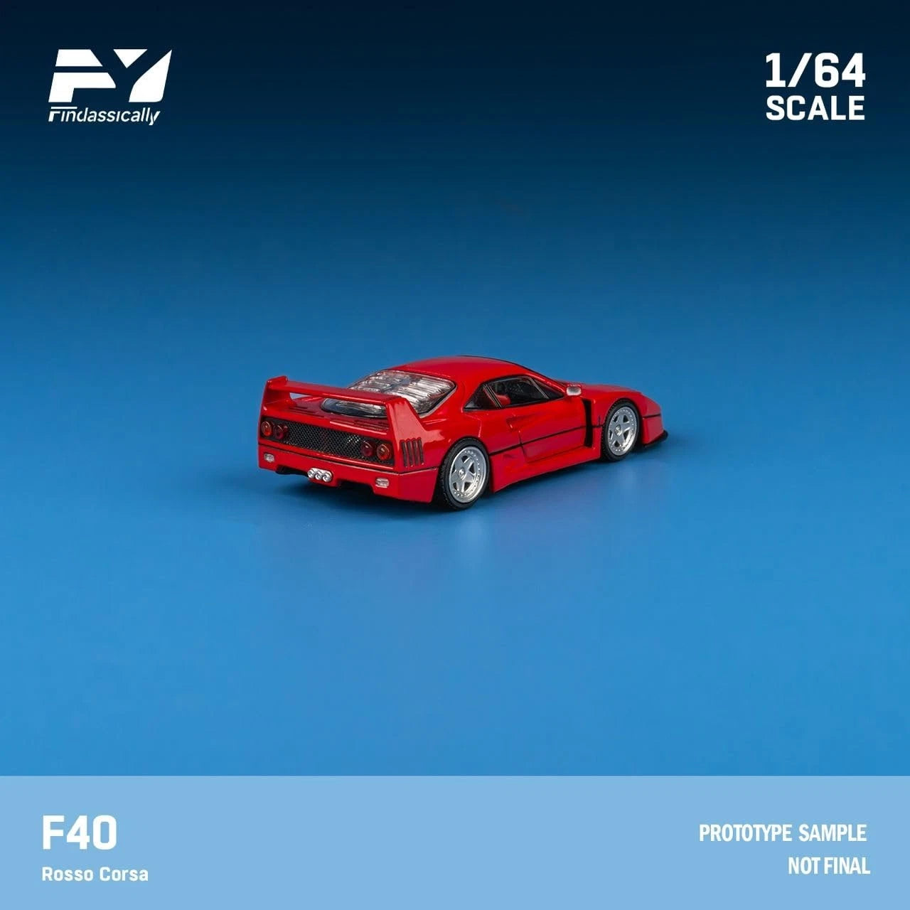 Finclasically 1/64 Ferrari F40 Rosso Corsa Limited Edition 125/500 With Acrylic Case