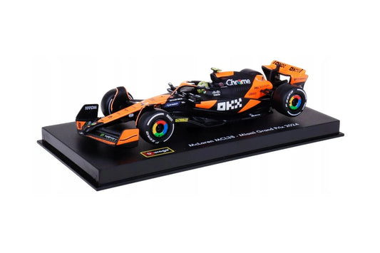 Bburago 1/43 McLaren MCL38 - Miami Grand Prix 2024 #4 Lando Norris With Acrylic Case