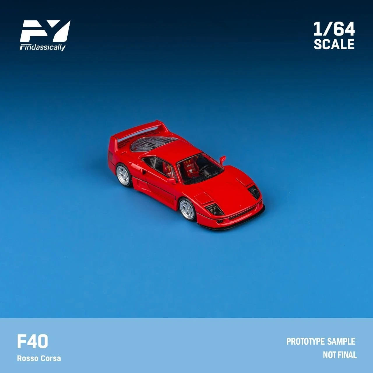 Finclasically 1/64 Ferrari F40 Rosso Corsa Limited Edition 125/500 With Acrylic Case