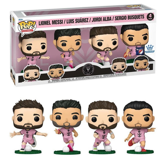 Funko Pop! MLS Inter Miami Lionel Messi, Luis Suárez, Jordi Alba & Sergio Busquets Exclusive 4-Pack