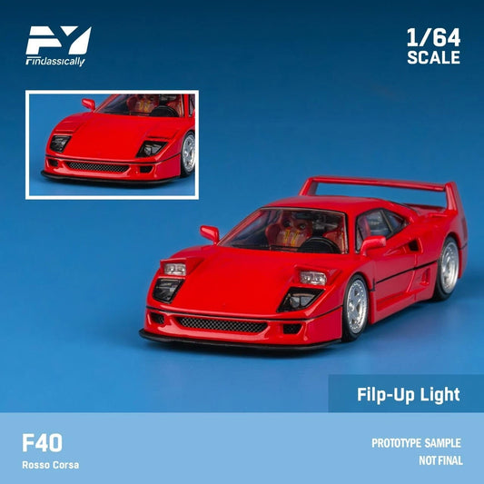 Finclasically 1/64 Ferrari F40 Rosso Corsa Limited Edition 125/500 With Acrylic Case