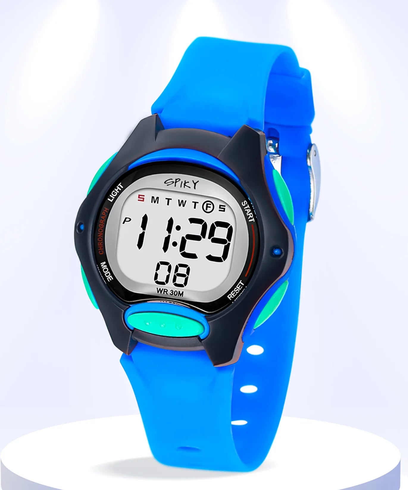 Spiky Round Digital Kids Sports Watch -- EVA2_Blue